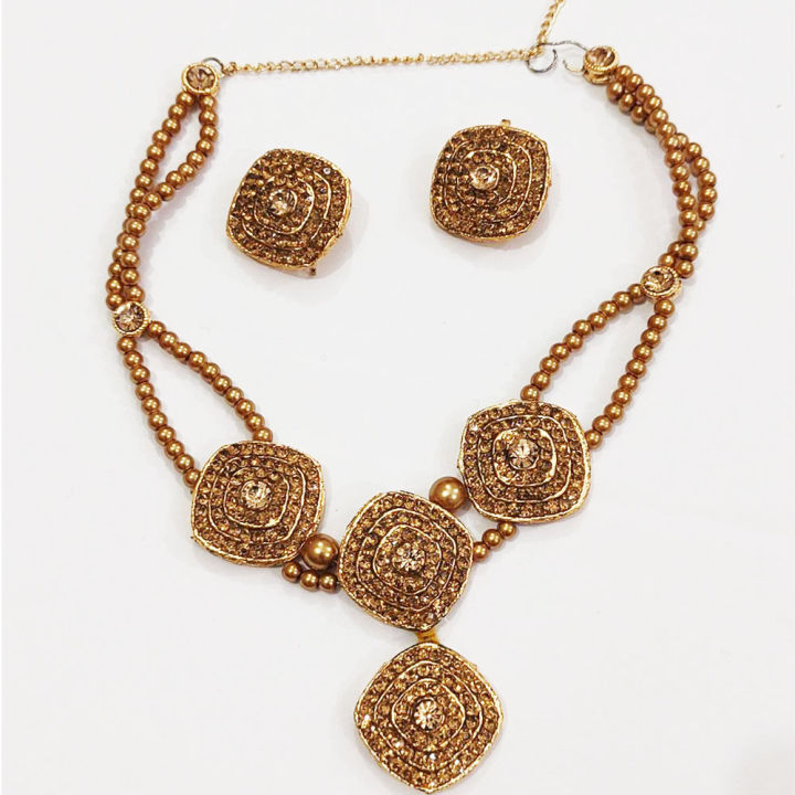 Gold Plated Necklace Set with Earrings for Girls & Women