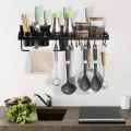 Multifunctional Wall Mounted Kitchen Racks For Cooking Utensil Tools Knife Dinnerware Pantry Storage Cutlery Holder (Black). 