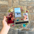 2 pcs -1x Resin picture frame with 1x stand - combination with golden foil- sizes available 5 inch, 6 inch 8 inch and 10 inches round- room decoration item- best for sending gift and frames. 