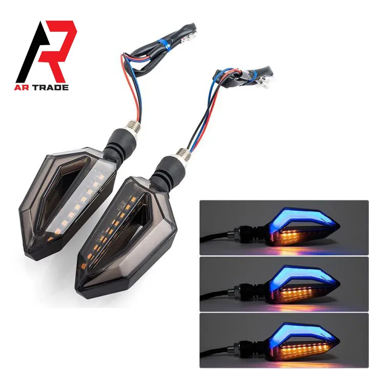 (Pack of 2) Motorcycle LED Turn Signal Indicators with DRL Parking ...