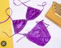 Silk Bikini Bra Panty Set Satin Silk Bra T Back Panty Set for Women. 