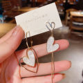 White Color Big Heart Stud Earrings for Women Girl Korean Love Drop Glaze Aesthetic Daily Life Minimalist Jewelry Piercing Ear Loser Lione. 