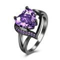 Ring/Zircon Ring/ Heart Ring/ Women Ring/Love Ring/Black Ring. 
