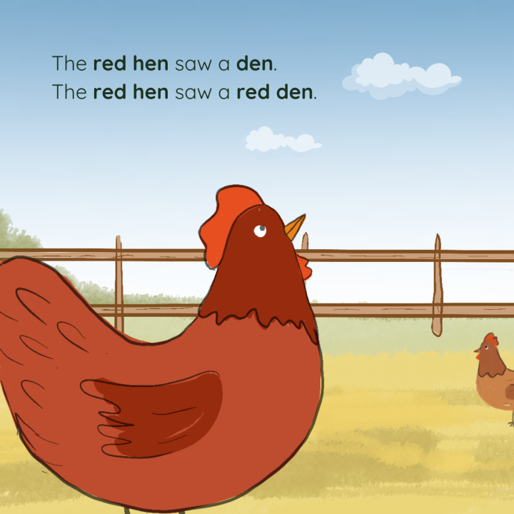 Storybook:%20Ten%20and%20the%20Hen%20(short%20vowel%20'e')%20-%20Budget-Friendly%20Misprint%20Stock%20-%20Image%203