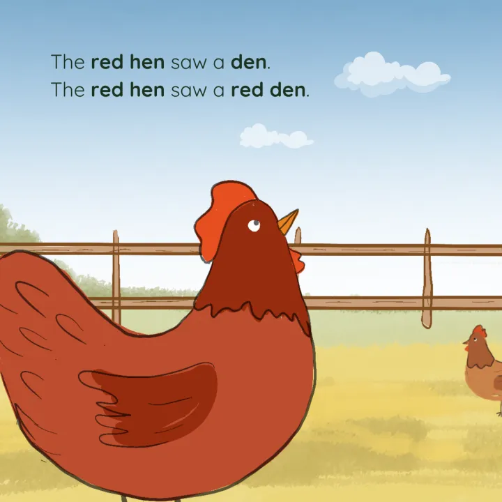 Storybook:%20Ten%20and%20the%20Hen%20(short%20vowel%20'e')%20-%20Budget-Friendly%20Misprint%20Stock%20-%20Image%203