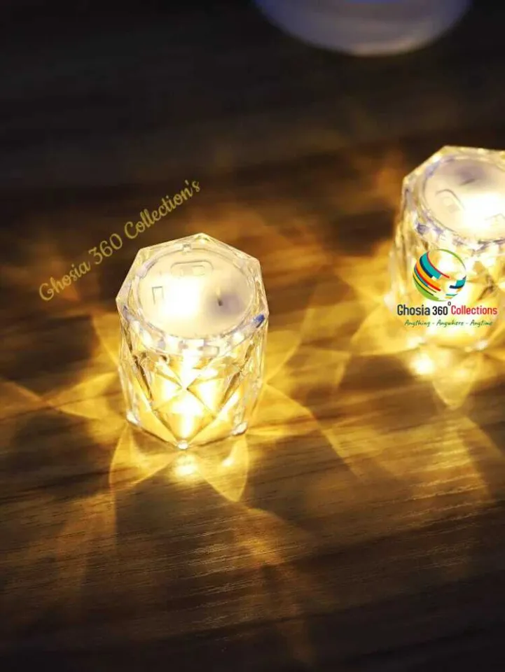 LED Night Light Mini Crystal Diamond Table Lamp Warm Light Crystal