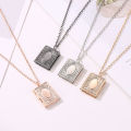 1pc Fashion Carved Vintage Book Locket Necklace Secret Hiding Place Photo Locket Necklace Book Box Photo Locket Pendant Necklace. 