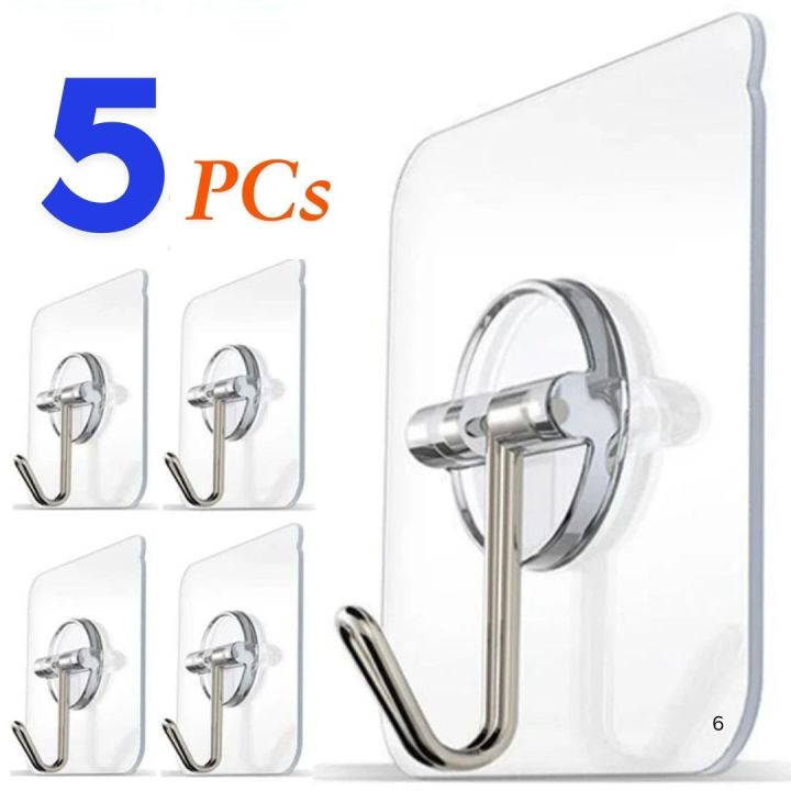 5/10Pcs Adhesive Suction Cup Hooks stick hook Heavy Duty Sticky Wall & Ceiling & Door Nail Free Clear Hook for Bathroom and Kitchen No Scratch Waterproof and Oilproof Sticker