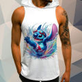 Disney Stitch Streetwear Gym Tops T-shirts for Men Y2k Men's Clothing Top Short Sleeve Tee Hooded Oversized T-shirt High Quality. 