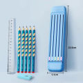 8 in 1 Pens Storage Box With 5 Pencils 1 Eraser and 1 Ruler Kawaii Stationery Storage Box Desk Organizer School Supplies Gifts. 