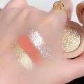 XQM Three-Color Eyeshadow Palette Pearlescent Matte Fine Glitter Big Sequin Eyeshadow Waterproof, Three-layer Blush Highlighter And Contour. 