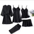 Silk Nighty 5pcs Premium | 5pcs Night Set For Girls | Bridal Nighty. 