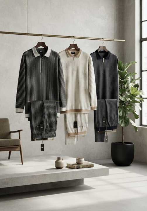 Emporio%20Armani%20Mens%20Premium%20Pinstripe%20Polo%20Tracksuit%20-%20Beige%20With%20Navy%20Stripes%20-%20Scuba%20Knit%20Co-ord%20Set%20-%20Half%20Zip%20Shirt%20+Trouser%20-%20Slim%20Fit%20-%20Image%203