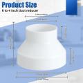 Abs Duct Reducer High-Performance 6 To 4 Inch Lightweight Duct Increaser White Air Duct Adapter for Hvac Systems Dryer Vent. 