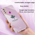 Tokifu For Infinix Hot 9 Play Cover + Wrist Strap Fashion Shiny Maple leaf Plating Square Bumper Phone Case Soft TPU Silicone Shockproof Protective Back Cover. 