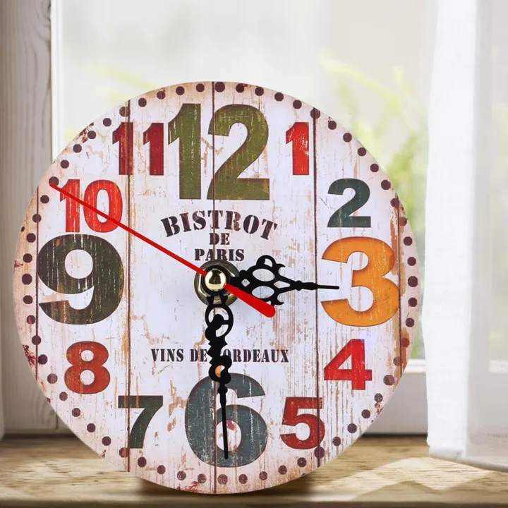 Vintage%20Wooden%20desk%20Clock%20Shabby%20Chic%20Rustic%20Kitchen%20Home%20-%20Image%203