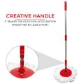 Spin Bucket Mop, Magic Spin Mop Set, Rotating Spin Mop 360 With Bucket, Adjustable Mop Pole Length, Floor Cleaner, Extendable and Retractable, Red Color, Plastic. 