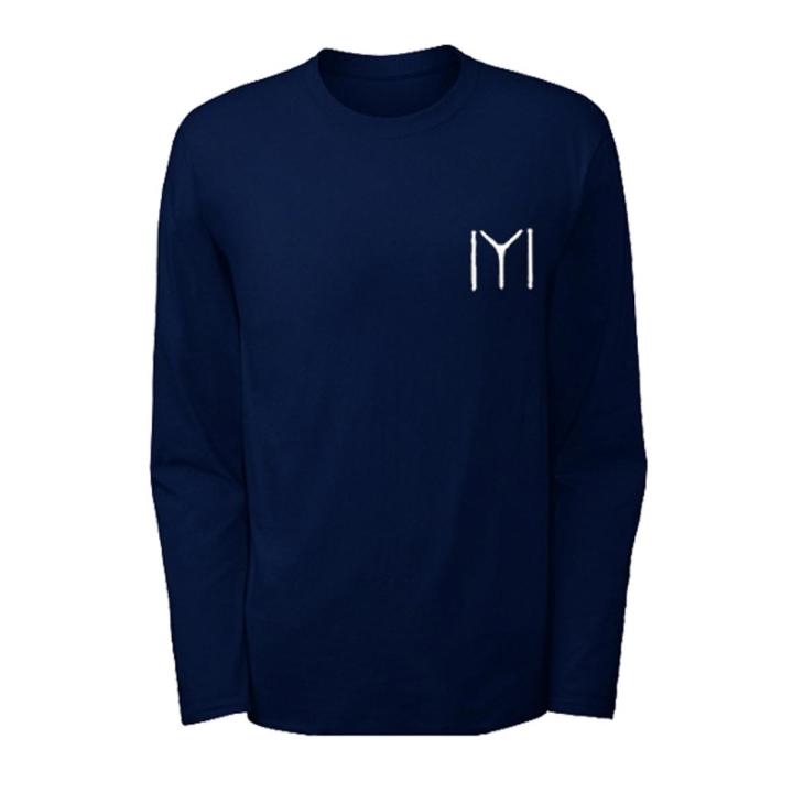 IYI Logo Qai Flag Printed Navy T shirt Full Sleeves Round Neck Cotton T shirts Export Quality Tees For Men
