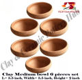 Clay Medium Bowl (Piyala) - 6 Bowls set | Natural cool for drinking water | Eating custard, desserts in natual clay | Clay Crockery Pots | Earthen Crockery Pots | Terracotta Crockery Pots. 