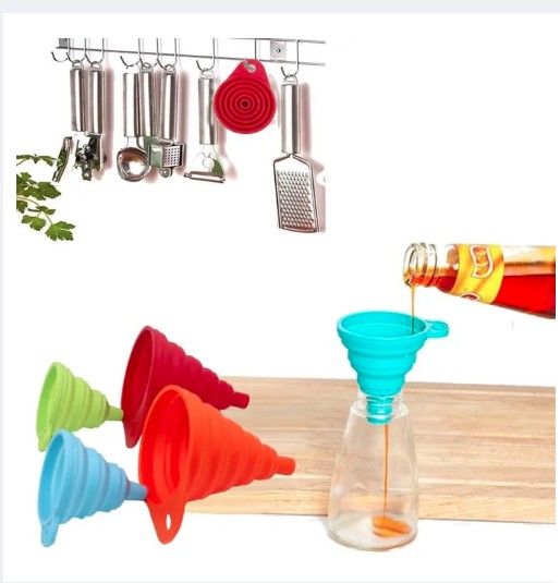 Silicone Collapsible Funnel ,Flexible-Foldable-Cooking-Food-Grade Funnels for Filling Small or Mini Bottles,Perfume,Filling Capsules,Fry Oil Filter,Essential Oil,Spice