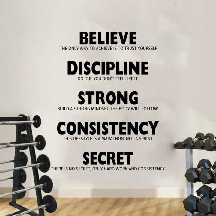 Motivational Gym Values Wall Sticker Fitness Bodybuilding Believe Strong Secret Inspirational Quote Wall Decal Vinyl Decor