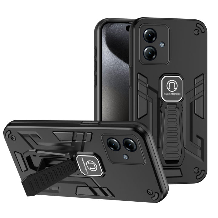For Motorola Moto G14 Case Hard With Stand Magnetic Shockproof Protective Back Cover Case