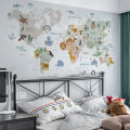 Animals World Map Wall Stickers Kids Animals Theme Educational Stickers Boy Girl Baby Room Nordic Nursery Art Decals Home Decor. 