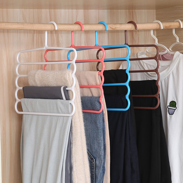 2Pc%205%20Layer%20Magic%20Hangers%20Hanger:%20Anti-Slip%20Multi-Purpose%20and%20Multi-Functional%20Magic%20Multiple%20Layer%20Trousers%20Hangers%20Hanger%20-%20Multifunction%20Pants%20Closet%20Belt%20Holder%20Rack%20S-Type%205%20Layers%20Saving%20Space%20Hangers%20Hanger%20-%20Image%203