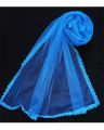 FIROZI COLOR CASUAL NET DUPATTA FOR GIRLS AND WOMAN USE TOO ( DECORATED WITH SAME COLORED COTTON LACE AND BEADS ). 
