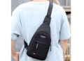 Men's Shoulder Bag Cross Body Chest Bags Double Layer Zipper Bag. 