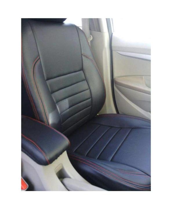 Honda City Seat Covers Straight Lines Black with Red Stitching - Model 2015-2017