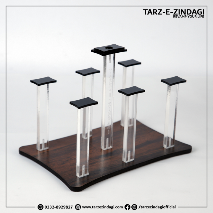 Modern Kitchen Glass Stand Holder - New Concave Design | TARZ-E-ZINDAGI - Wooden & Acrylic Glass Holder Stand for Kitchen and Table