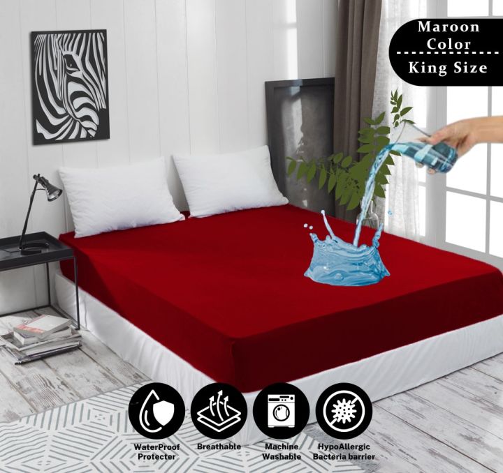 Azam Sons Waterproof Mattress Cover King Sized Mattress Protector Anti Slip Double Bed Fitted
