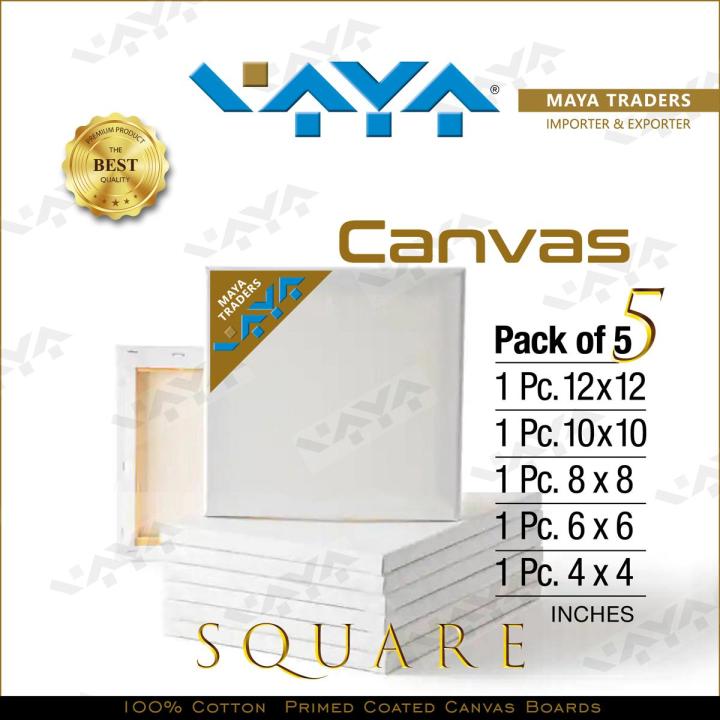 Pack Of 5 Mix Canvas - 4 x 4+ 6 x 6+ 8 x 8+ 10 x 10+ 12 x 12 Inches ...