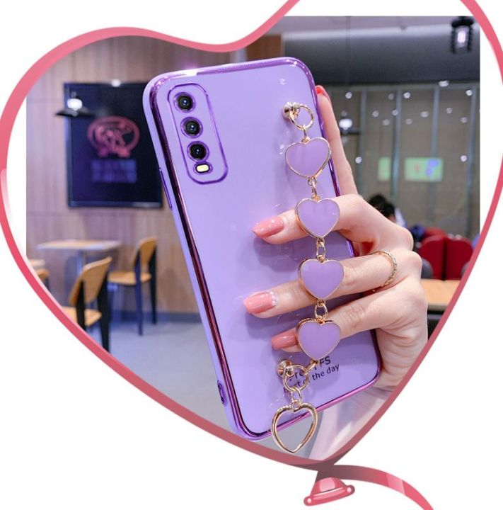 LECOMES%20for%20Vivo%20Y20%202021%20Back%20Cover%20with%20Love%20Heart%20Bracelet%20Chain%20Luxury%206D%20Plating%20Shiny%20Soft%20Silicone%20Mobile%20Phone%20Case%20Pouch%20Girls%20-%20Image%203