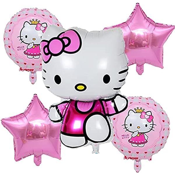 Hello kitty Foil balloons set of 5 foil balloons for HELLO KITTY THEME BIRTHDAY PARTY