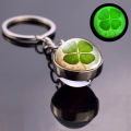 Clover Keychain Four Leaf Clover Glass Bal L Double Side Pendant Metal Keyring Lucky Jewelry Gift. 