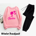 Trendy Fashion Come on Let's Go Party Barbie Printed Sweatshirt Fabric Fleece Sweatshirts and Trouser Winter Collection Gym Sports Casual Wear Outdoors for Women at Outlet Store. 