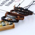 4Pcs Set Multilayer Leather Bracelet Men Bracelets & Bangles Male Arm Jewelry. 