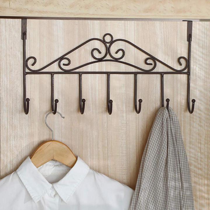 Metal Over the Metal Door Hanger Bathroom Bedroom 7 Hooks Rack Organizer
