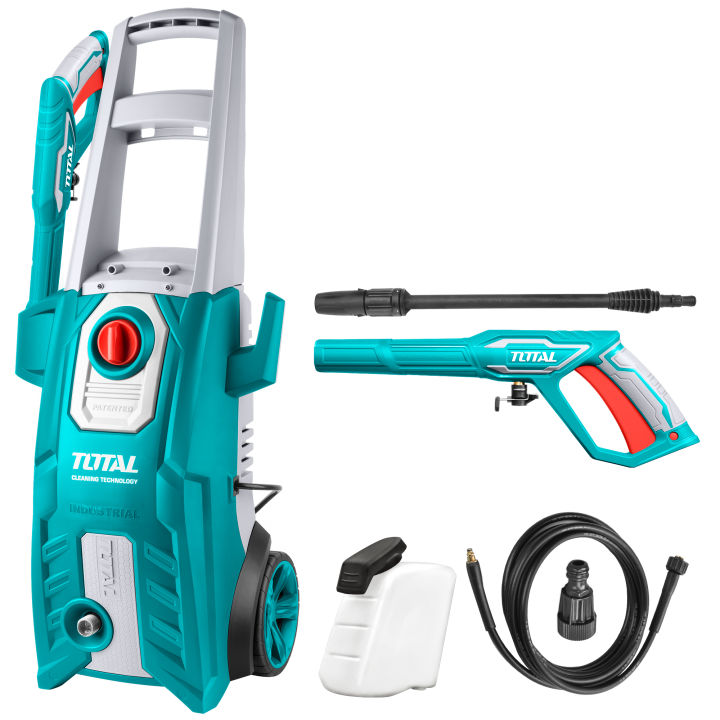 TOTAL 2000W Auto Stop Corded High Pressure Washer for Car Washing Garden Washing with 1pcs soap bottle, 1 Set Water Spray Gun and 5m High Pressure Hose TGT11226