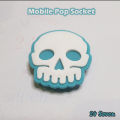 Universal Pop Socket For Mobiles / Tablets with Pop Clip (Bracket) - Skull and Paw - Cyan and Pink. 
