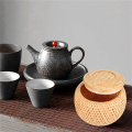 Set of 2 Small Decorative Bamboo Baskets with Lid for Storing Small Items Handmade and Braided Bamboo Storage Box. 