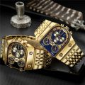 Oulm Quartz Watch Men Military Wristwatches Golden Full Steel Men's Watches Relogio Masculino. 