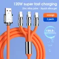 3 in 1 120W 6A Ultra Fast Charger | C Type | Micro USB | lightning | Liquid Silicone Quick Charging Fast Charging Cable with Led Light |. 