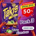 Takis Fuego Hot Chili Pepper & Lime Tortilla Chips (3-Pack). 