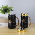 Fancy Ceramic Cup/Mug With Mirror Lid- Travel Mug For Coffee Tea Milk- Office Cup Coffee Tea Cup 450 ml- Fancy Air Tight Lid Unique Printed Design Cup- Beautiful Gift Mugs. 