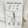 Pack Of 8 Jewelry Set 3 Rings With Adjustable Sizes - 2 Necklace / Pendant & 3 Stud Earrings (Random Design. 