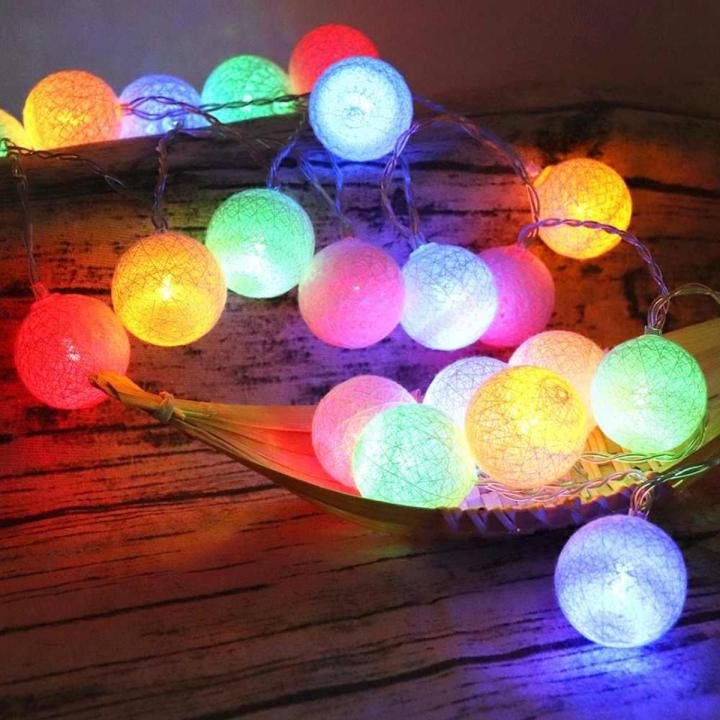 10 Cotton Balls Led String Lights Battery Dia 7Cm Garland Cotton Ball Light Chain Christmas Lights