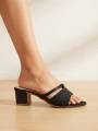 Fashionable Teal Blue Rhinestone Strap Block Heel Sandals – Fancy Party & Casual Mules for Women's. 